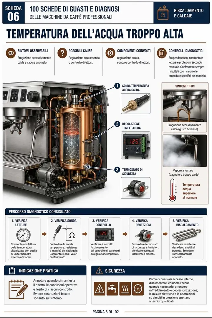 Pagina della guida di 100 schede di guasti e diagnosi delle macchine da caffè professionali 6