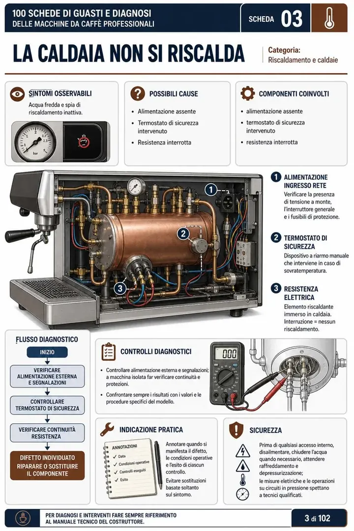 Pagina della guida di 100 schede di guasti e diagnosi delle macchine da caffè professionali 3